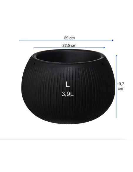 Suspension ronde L Ø29 × 20 cm aspect béton, 3,9 L – Noir | Töpferkönig