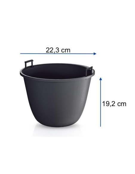 Blumenampel rund L Ø29 × 20 cm Beton-Optik, 3,9 L – Schwarz | Töpferkönig