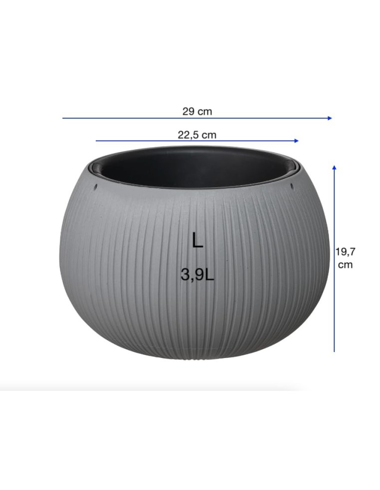 Hangpot rond L Ø29 × 20 cm betonlook, 3,9 L – Grijs | Töpferkönig