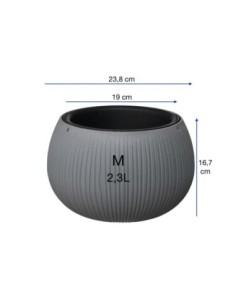 Ciotola per piante rotonda M Ø24 × 17 cm effetto cemento, 2,3 L – Grigio | Töpferkönig 2