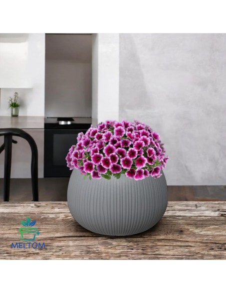 Ciotola per piante rotonda M Ø24 × 17 cm effetto cemento, 2,3 L – Grigio | Töpferkönig