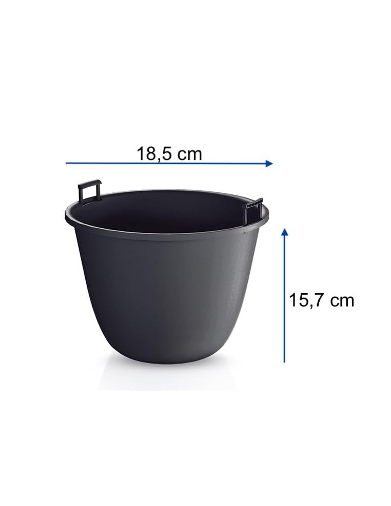 Ciotola per piante rotonda M Ø24 × 17 cm effetto cemento, 2,3 L – Nero | Töpferkönig