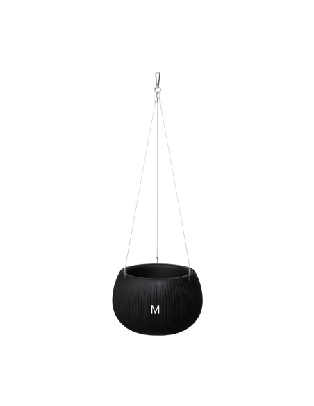Maceta colgante redonda M Ø24 × 17 cm efecto hormigón, 2,3 L – Negro | Töpferkönig
