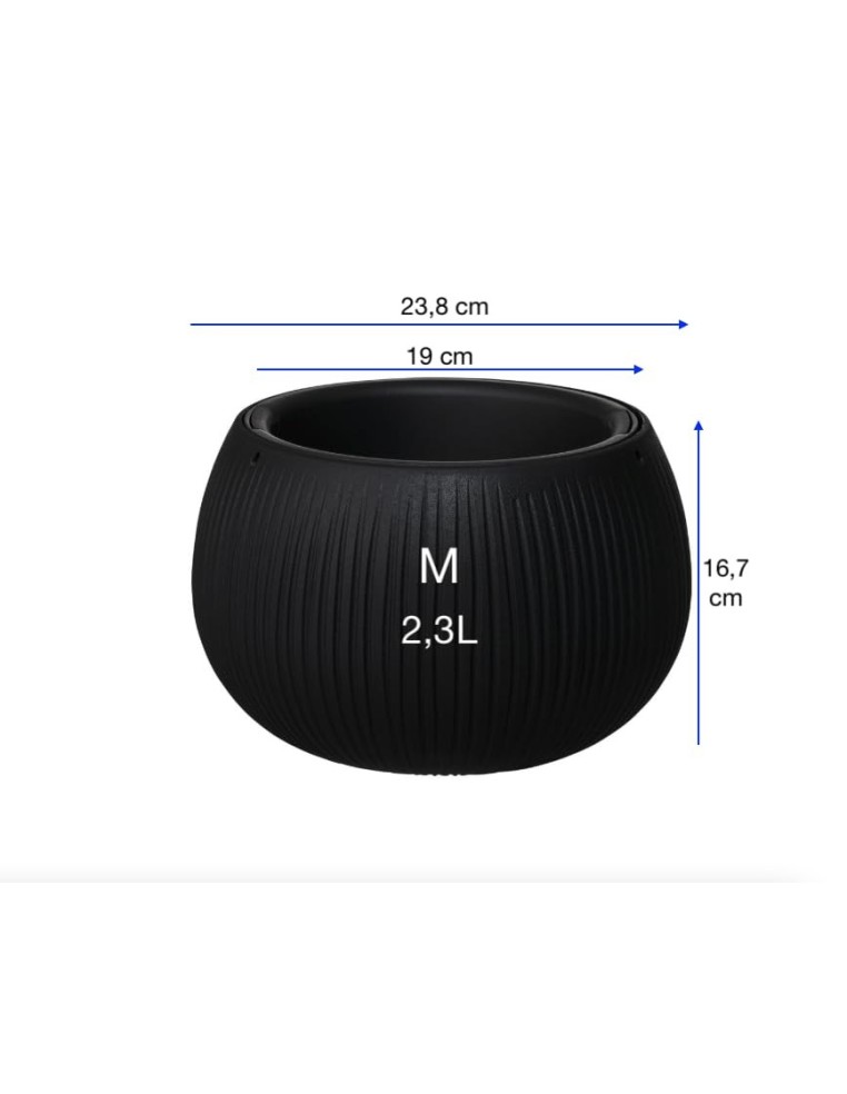 Suspension ronde M Ø24 × 17 cm aspect béton, 2,3 L – Noir | Töpferkönig