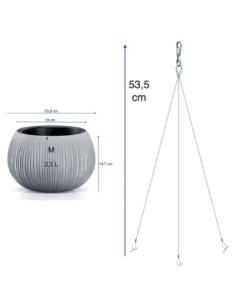 Suspension ronde M Ø24 × 17 cm aspect béton, 2,3 L – Gris | Töpferkönig 2