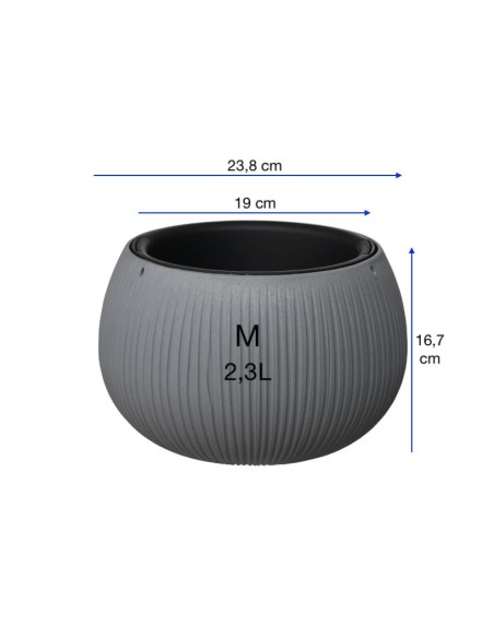 Maceta colgante redonda M Ø24 × 17 cm efecto hormigón, 2,3 L – Gris | Töpferkönig