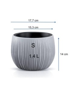 Vaso rotondo S Ø18 × 14 cm effetto cemento, 1,4 L – Grigio | Töpferkönig 2