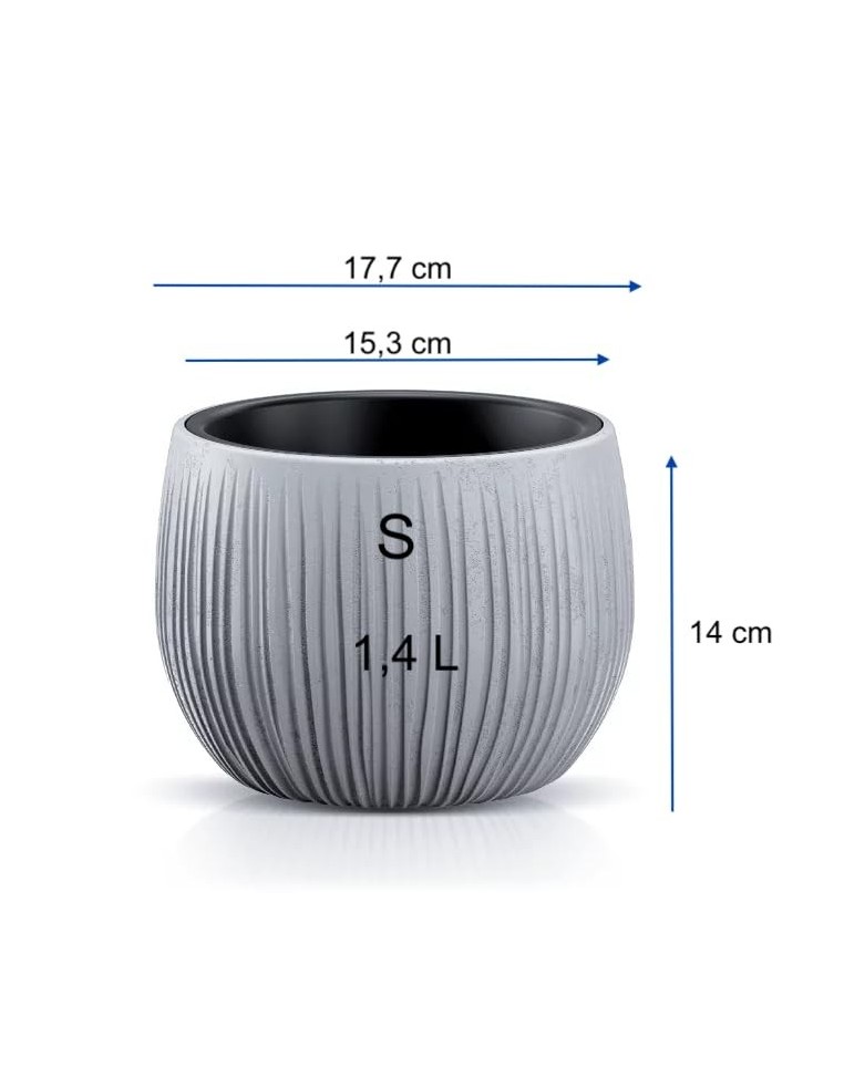 Maceta redonda S Ø18 × 14 cm efecto hormigón, 1,4 L – Gris | Töpferkönig