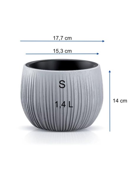 Vaso rotondo S Ø18 × 14 cm effetto cemento, 1,4 L – Grigio | Töpferkönig