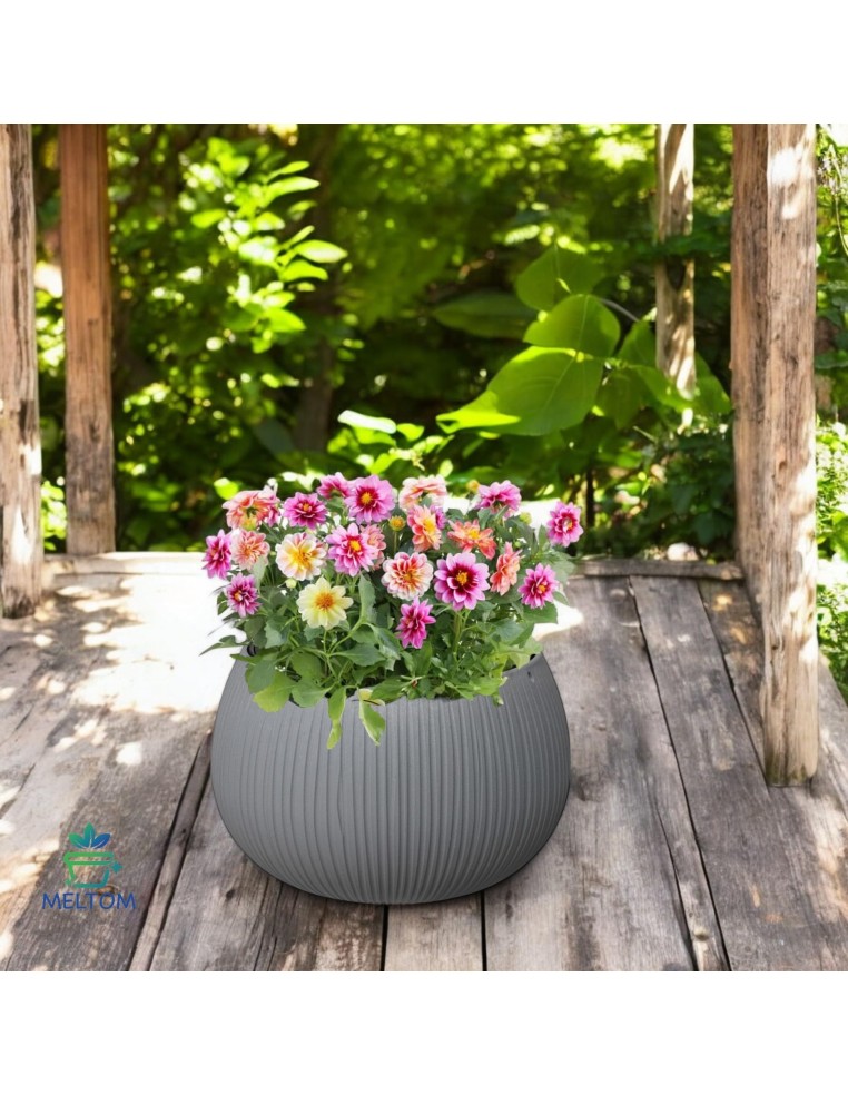 Maceta redonda S Ø18 × 14 cm efecto hormigón, 1,4 L – Gris | Töpferkönig