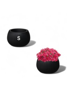Vaso rotondo S Ø18 × 14 cm effetto cemento, 1,4 L – Nero | Töpferkönig