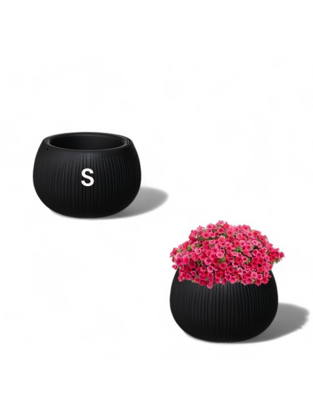 Bloempot rond S Ø18 × 14 cm betonlook, 1,4 L – Zwart | Töpferkönig