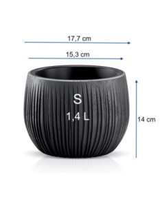 Vaso rotondo S Ø18 × 14 cm effetto cemento, 1,4 L – Nero | Töpferkönig 2