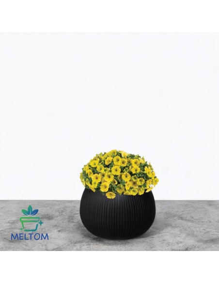 Blumentopf rund S Ø18 × 14 cm Beton-Optik, 1,4 L – Schwarz | Töpferkönig