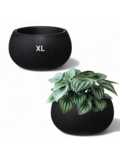 Ciotola per piante rotonda XL Ø37 × 22 cm effetto cemento, 9 L – Nero | Töpferkönig