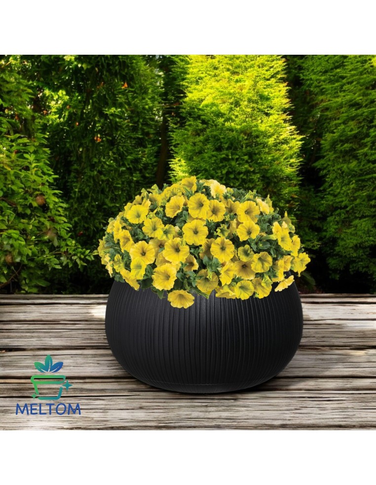 Ciotola per piante rotonda XL Ø37 × 22 cm effetto cemento, 9 L – Nero | Töpferkönig