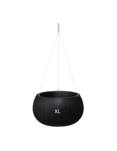 Maceta colgante redonda XL Ø37 × 22 cm efecto hormigón, 9 L – Negro | Töpferkönig