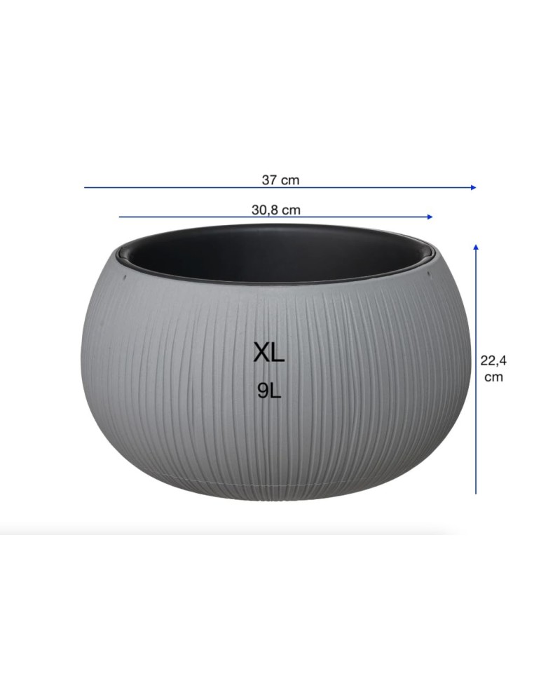 Suspension ronde XL Ø37 × 22 cm aspect béton, 9 L – Gris | Töpferkönig