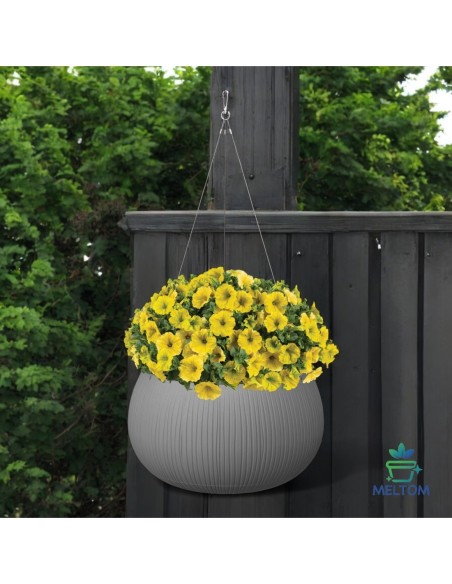 Hangpot rond XL Ø37 × 22 cm betonlook, 9 L – Grijs | Töpferkönig