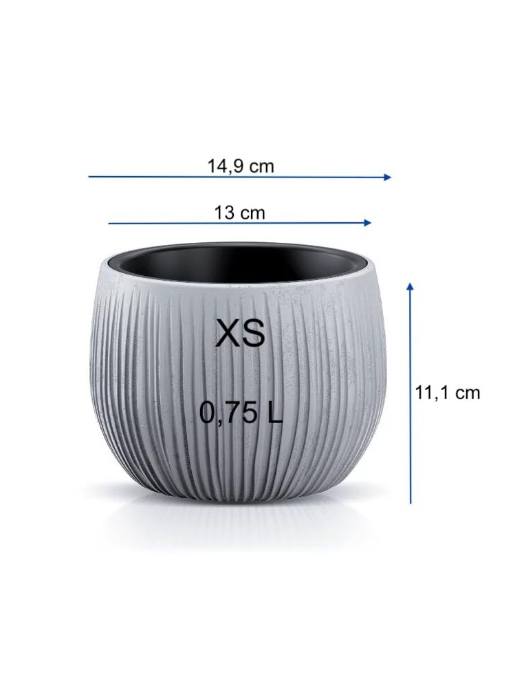 Vasque ronde XS Ø15 × 11 cm aspect béton, 0,8 L – Gris | Töpferkönig