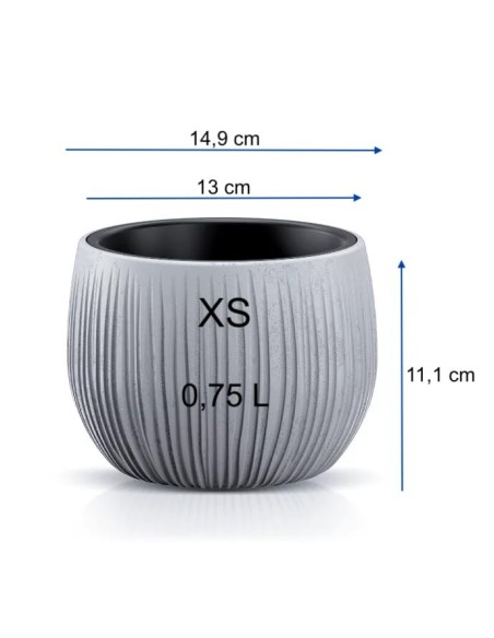 Ciotola per piante rotonda XS Ø15 × 11 cm effetto cemento, 0,8 L – Grigio | Töpferkönig