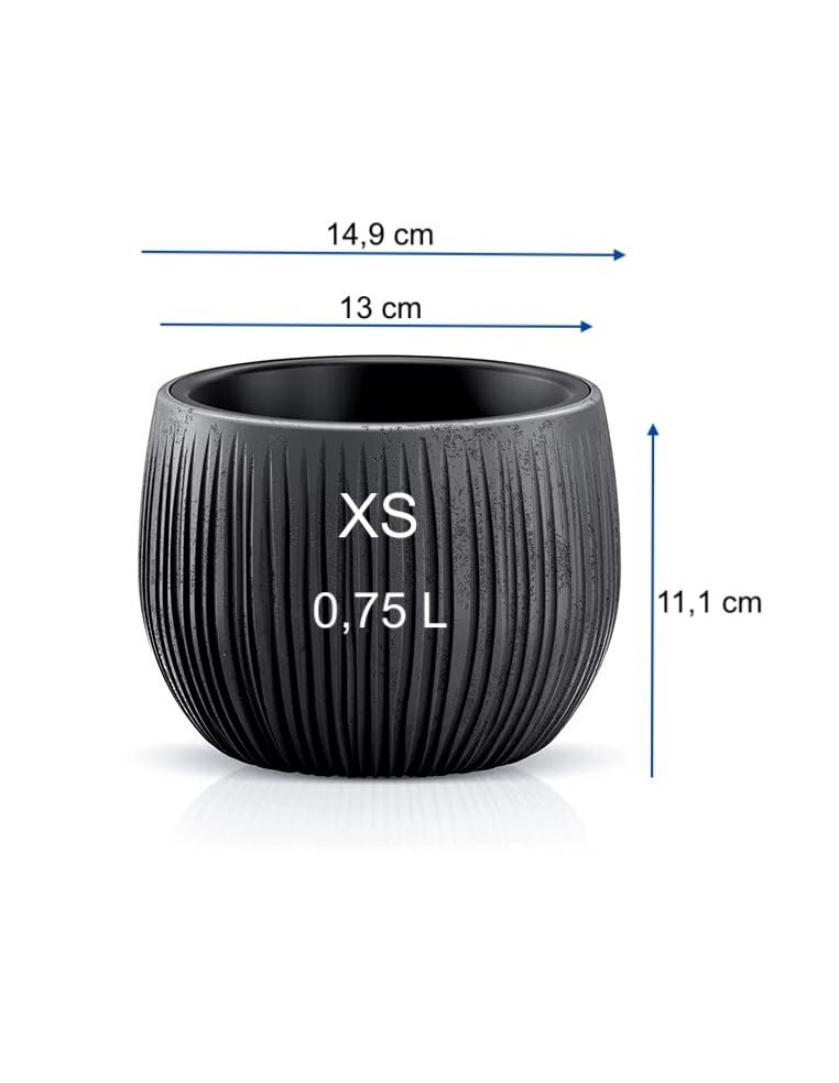 Plantenschaal rond XS Ø15 × 11 cm betonlook, 0,8 L – Zwart | Töpferkönig