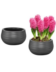 Vasque ronde S Ø32 × 20 cm à relief ondulé, 12,8 L – Anthracite | Töpferkönig
