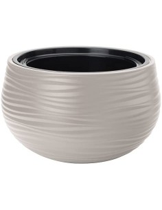 Pflanzschale rund S Ø32 × 20 cm Wellenrelief, 12,8 L – Grau | Töpferkönig 2