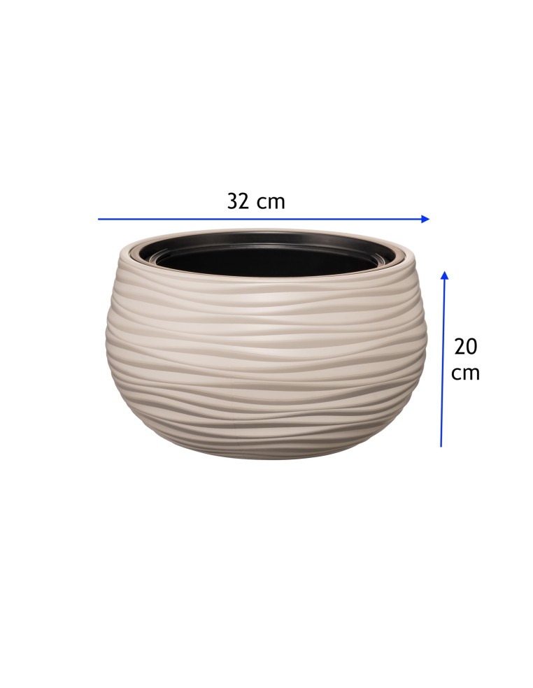 Vasque ronde S Ø32 × 20 cm à relief ondulé, 12,8 L – Gris | Töpferkönig