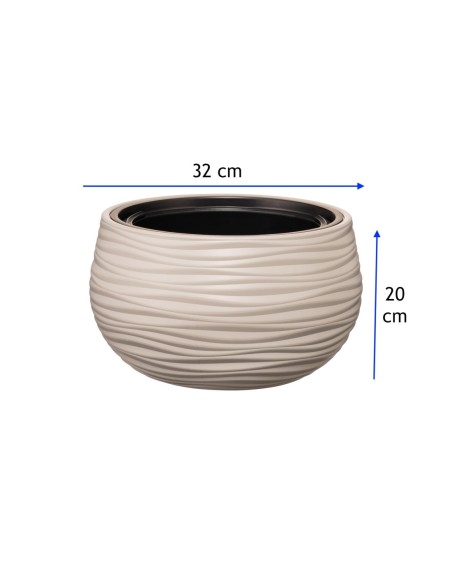 Vasque ronde S Ø32 × 20 cm à relief ondulé, 12,8 L – Gris | Töpferkönig