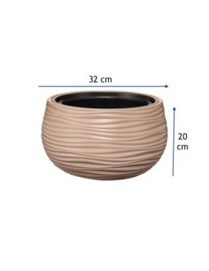 Pflanzschale rund S Ø32 × 20 cm Wellenrelief, 12,8 L – Taupe | Töpferkönig 2