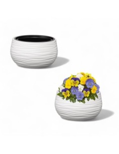 Vasque ronde S Ø32 × 20 cm à relief ondulé, 12,8 L – Blanc | Töpferkönig