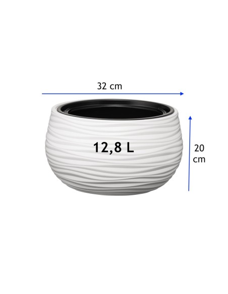 Vasque ronde S Ø32 × 20 cm à relief ondulé, 12,8 L – Blanc | Töpferkönig