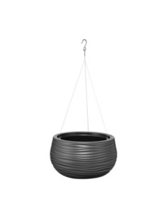 Vaso sospeso rotondo S Ø32 × 20 cm rilievo a onde, 12,8 L – Antracite | Töpferkönig