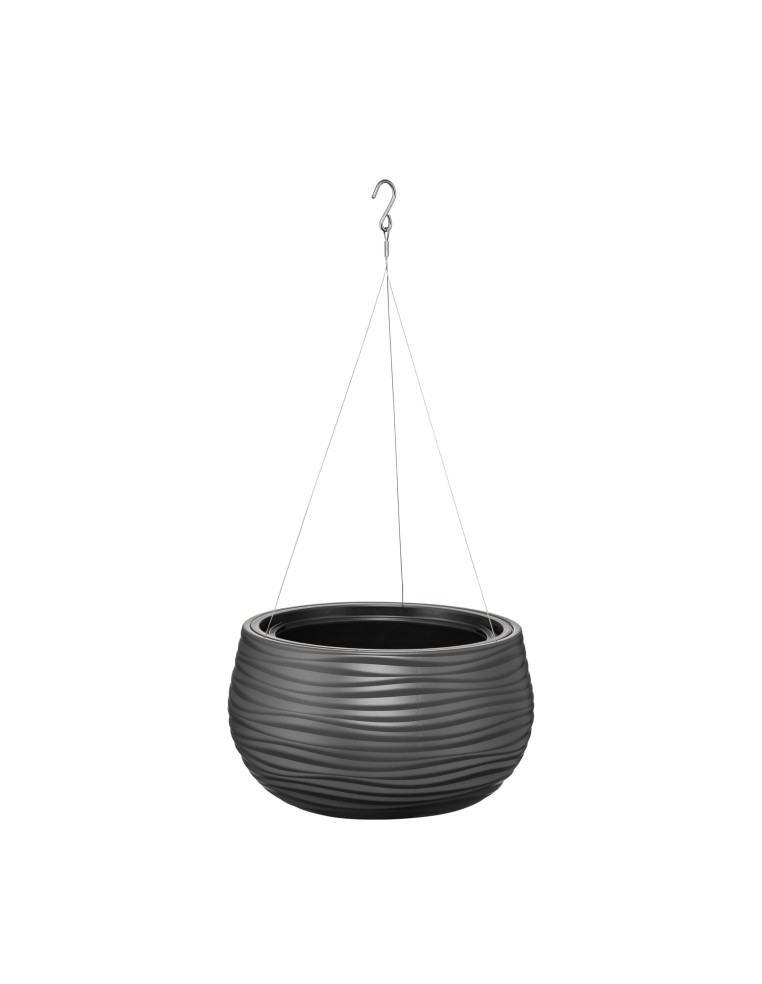 Hangpot rond S Ø32 × 20 cm golfreliëf, 12,8 L – Antraciet | Töpferkönig