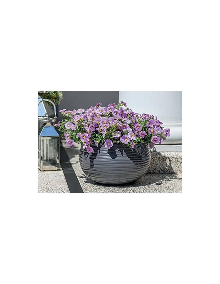 Blumenampel rund S Ø32 × 20 cm Wellenrelief, 12,8 L – Anthrazit | Töpferkönig