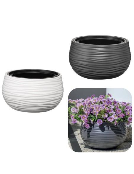 Hangpot rond S Ø32 × 20 cm golfreliëf, 12,8 L – Wit | Töpferkönig