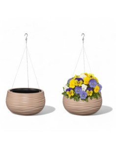 Vaso sospeso rotondo S Ø32 × 20 cm rilievo a onde, 12,8 L – Tortora | Töpferkönig