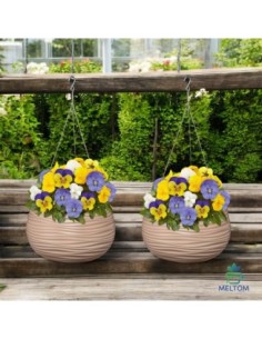 Hangpot rond S Ø32 × 20 cm golfreliëf, 12,8 L – Taupe | Töpferkönig 2