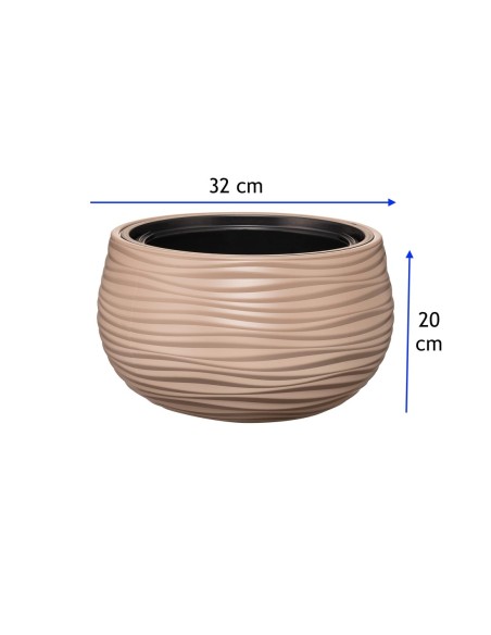Hangpot rond S Ø32 × 20 cm golfreliëf, 12,8 L – Taupe | Töpferkönig