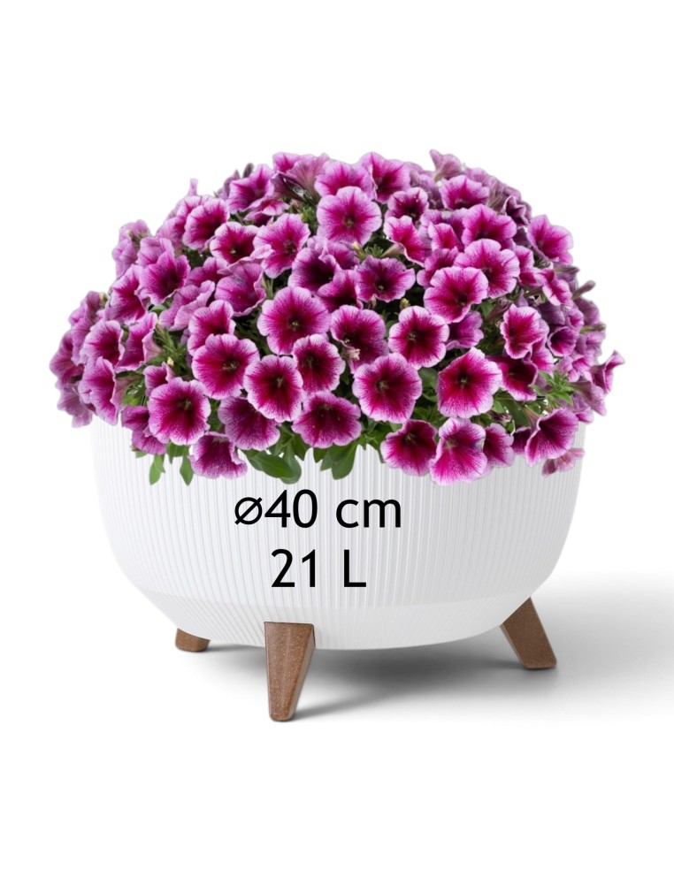 Pflanzschale rund gerillt L Ø40 × 25 cm, 21 L – Weiß | Töpferkönig
