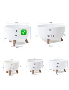 Cuenco para plantas redondo estriado L Ø40 × 25 cm, 21 L – Blanco | Töpferkönig 2
