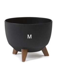 Plantenschaal rond geribbeld M Ø29 × 23 cm, 9,3 L – Zwart | Töpferkönig