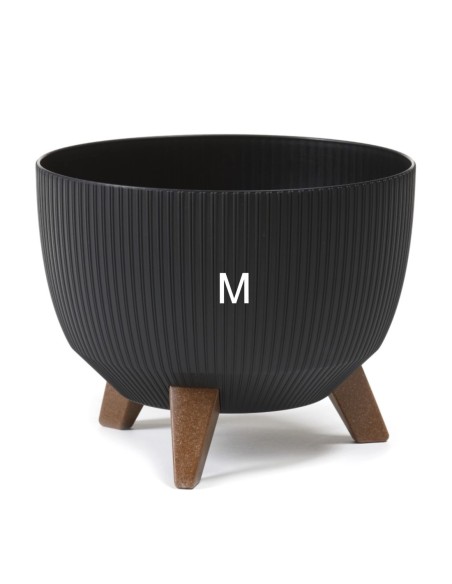 Plantenschaal rond geribbeld M Ø29 × 23 cm, 9,3 L – Zwart | Töpferkönig