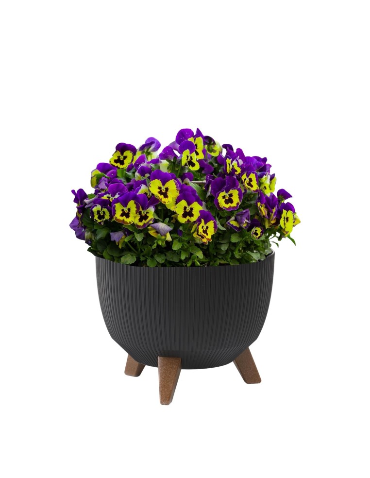 Pflanzschale rund gerillt M Ø29 × 23 cm, 9,3 L – Schwarz | Töpferkönig