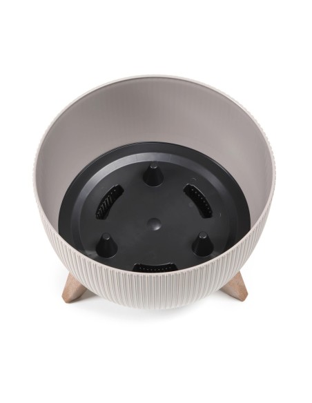 Ciotola per piante rotonda rigata M Ø29 × 23 cm, 9,3 L – Bianco | Töpferkönig