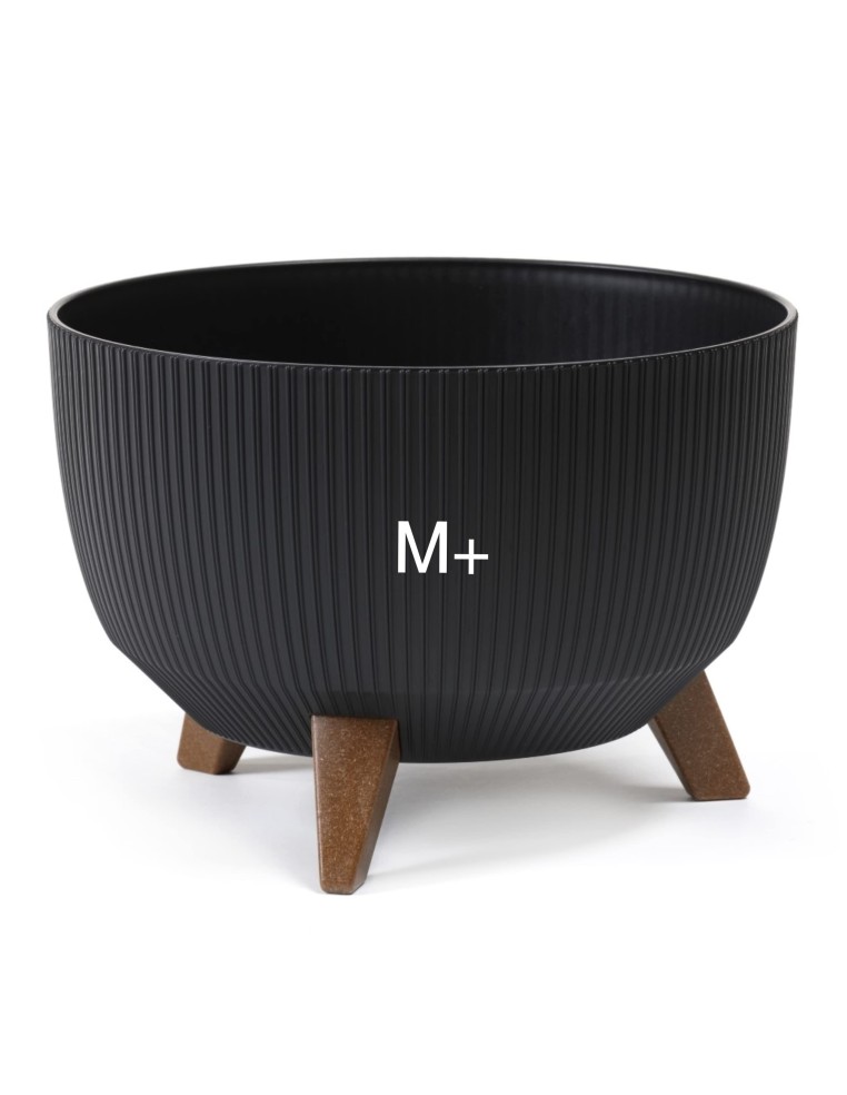 Plantenschaal rond geribbeld M+ Ø33 × 23 cm, 12,4 L – Zwart | Töpferkönig