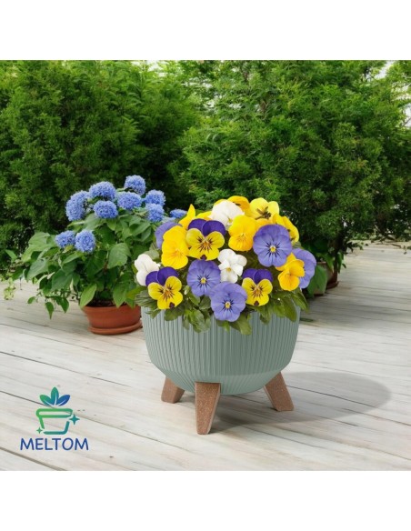 Cuenco para plantas redondo estriado M+ Ø33 × 23 cm, 12,4 L – Verde | Töpferkönig