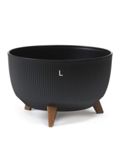 Plantenschaal rond geribbeld L Ø40 × 25 cm, 21 L – Zwart | Töpferkönig