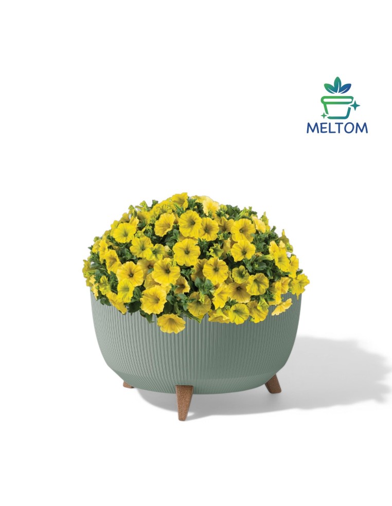 Plantenschaal rond geribbeld L Ø40 × 25 cm, 21 L – Groen | Töpferkönig